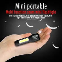 LED flashlight retractable zoom USB charging set mini flashlight with side light