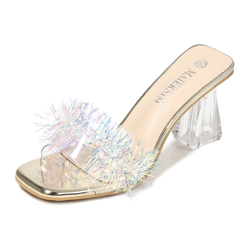 

Chaussures Femme Sexy Shoes Woman 2020 Summer Transparent PVC Slippers Sandals Women Slides Open Toe High Heel MS-B0079