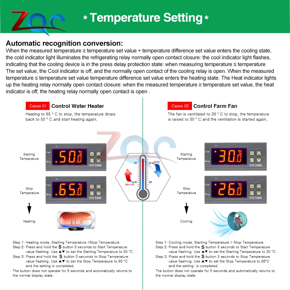 Цифровой регулятор температуры Термостат терморегулятор для инкубатора релейный светодиодный 10 А нагревательный охлаждающий STC-1000 12 В 24 В 220 В