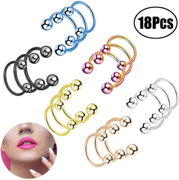 

Lvcky 18 Pieces 16G inless Steel Nose Ring Cartilage Ear Septum Piercing Studs Labret Jewelry, 3 Sizes, 6 Colors
