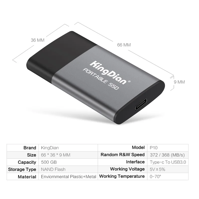 KingDian External Portable external hard drive SSD 120GB 250GB Solid Hard Drive USB 3.0 Type C For Laptop Businessman Choice Best Gift