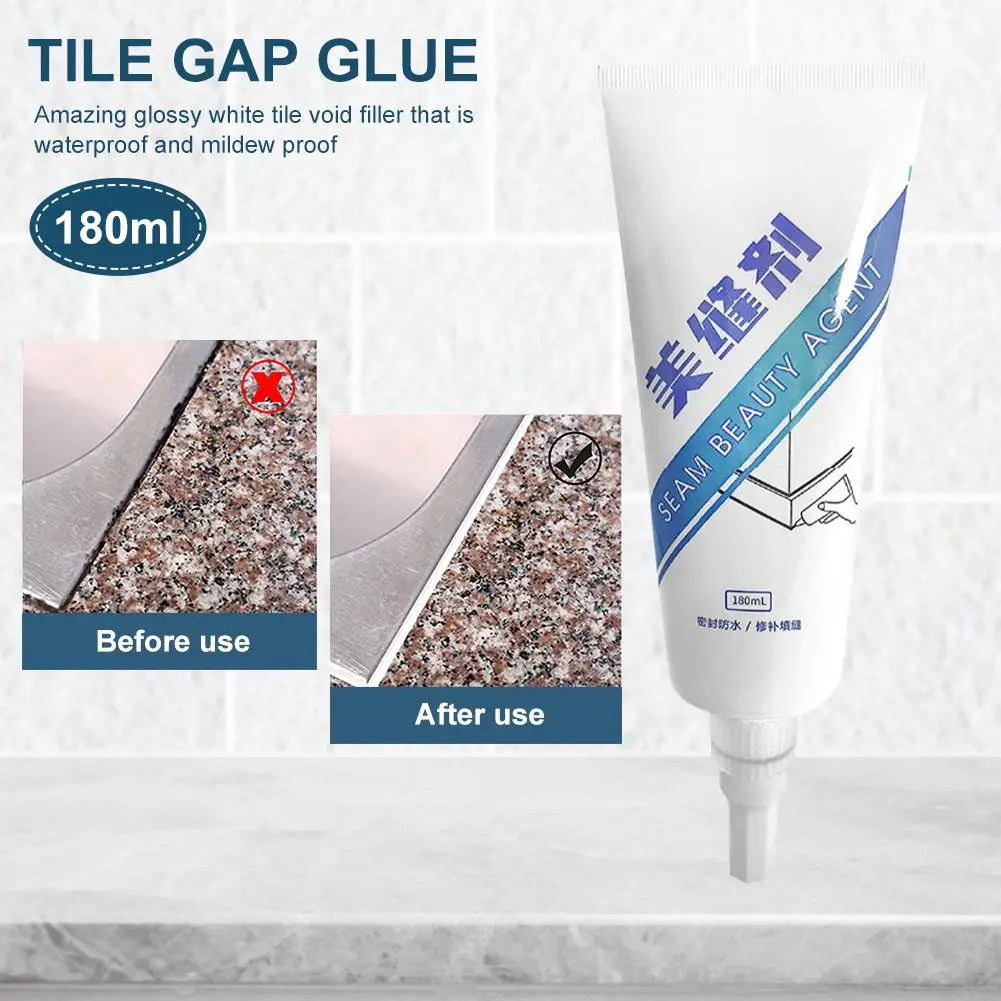 

Tile Gap Refill Agent Tiles Reform Coating Mold Cleaner 180ml White Caulking Agent For Waterproof Wall Toilet Gap Repair Tool