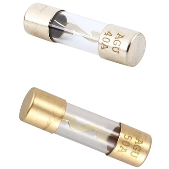 

10 Pcs Car o Amplifier Glass AGU Gold Plated Fuse, 5 Pcs 40A & 5 Pcs 50A