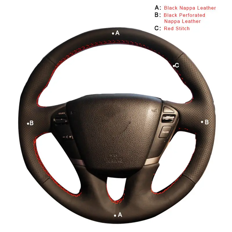 Top Layer Leather Оплетка автомобиля на руле Крышка для Nissan Teana 2008-2012 Мурано 2009- Quest 2011- DIY интерьер Авто-Стайлинг - Название цвета: Top Layer Leather