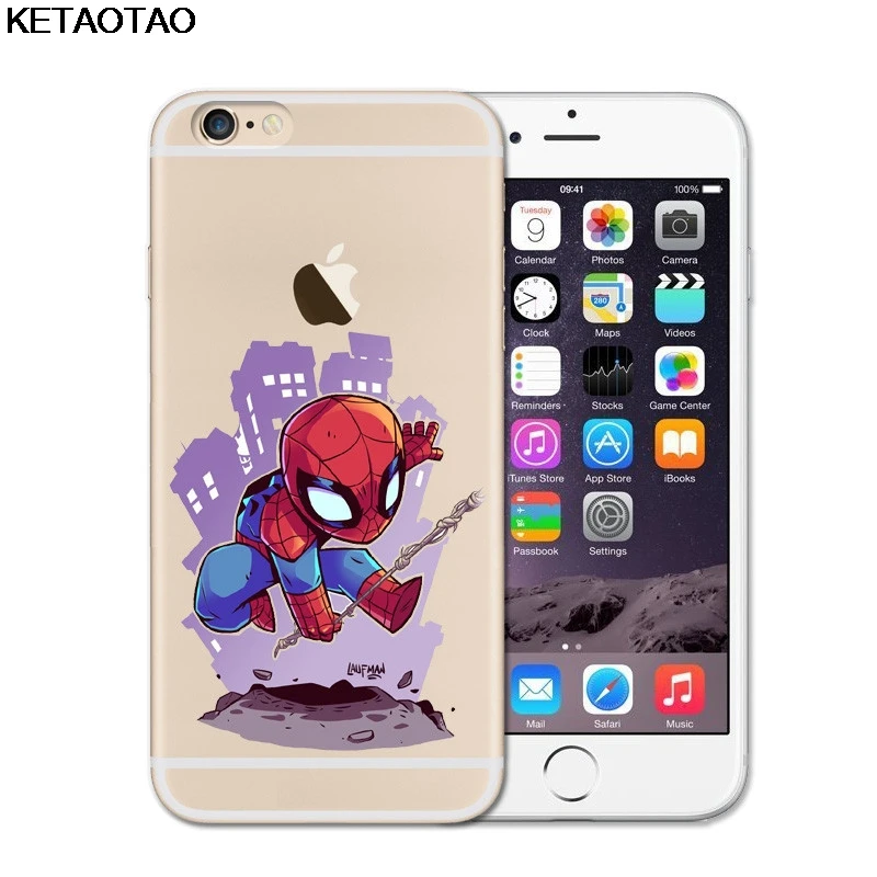 KETAOTAO Marvel DC Comics супергерой чехол для телефона s для iPhone 4S 5C 5S 6 6S 7 8 Plus X Чехол кристально чистый мягкий TPU чехол s - Цвет: Серый