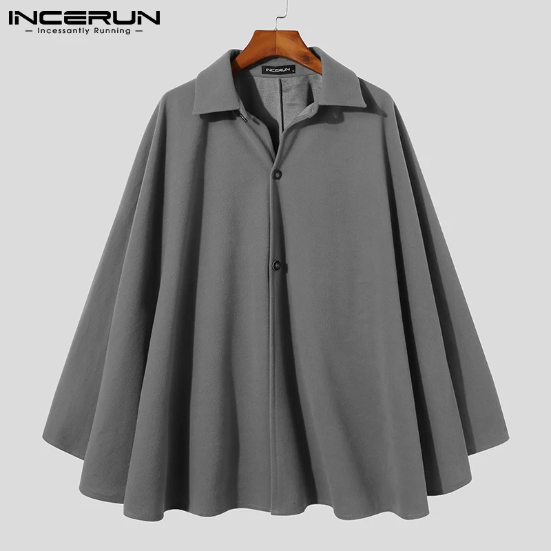 INCERUN Fashionable Ponchos New Men's Autumn Winter Casual Sleeveless Cloak Male Loose Comfortable Buttons Cape Coat S-5XL 2021