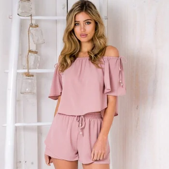 

Women Sets 2 Shorts Suits Women Pieces Set + Tops Clothing 2017 Summer Lady