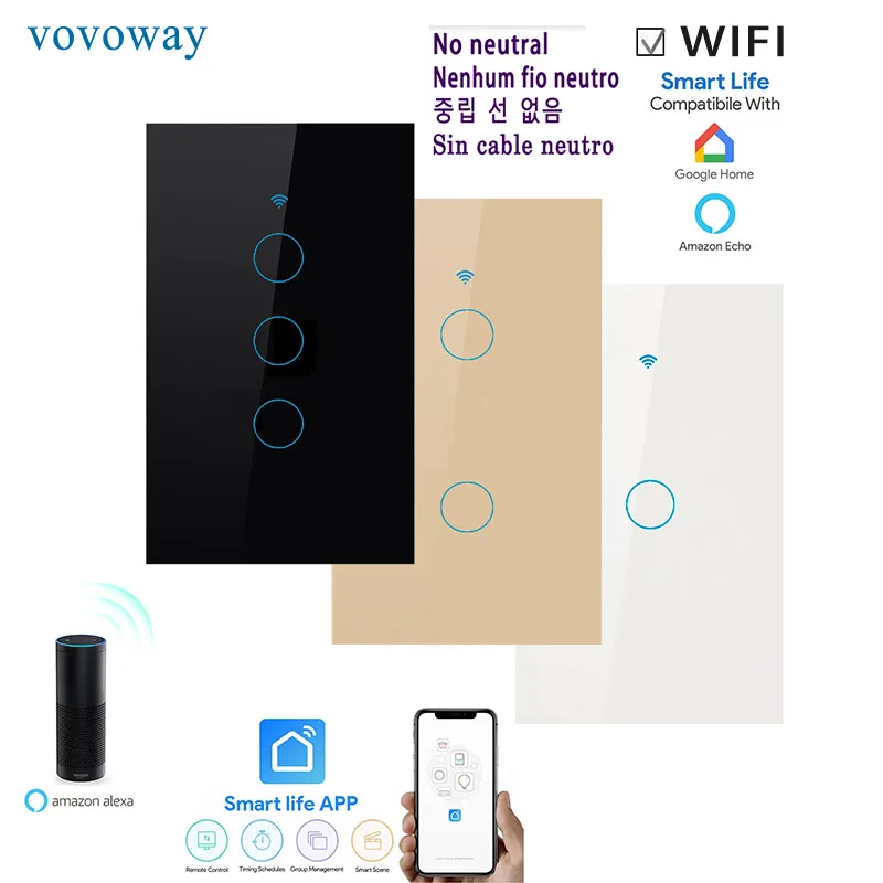 

Smart light switchs WIFI connection APP remote control interrupter single line control 1/2/3gang wall sticker touch switch