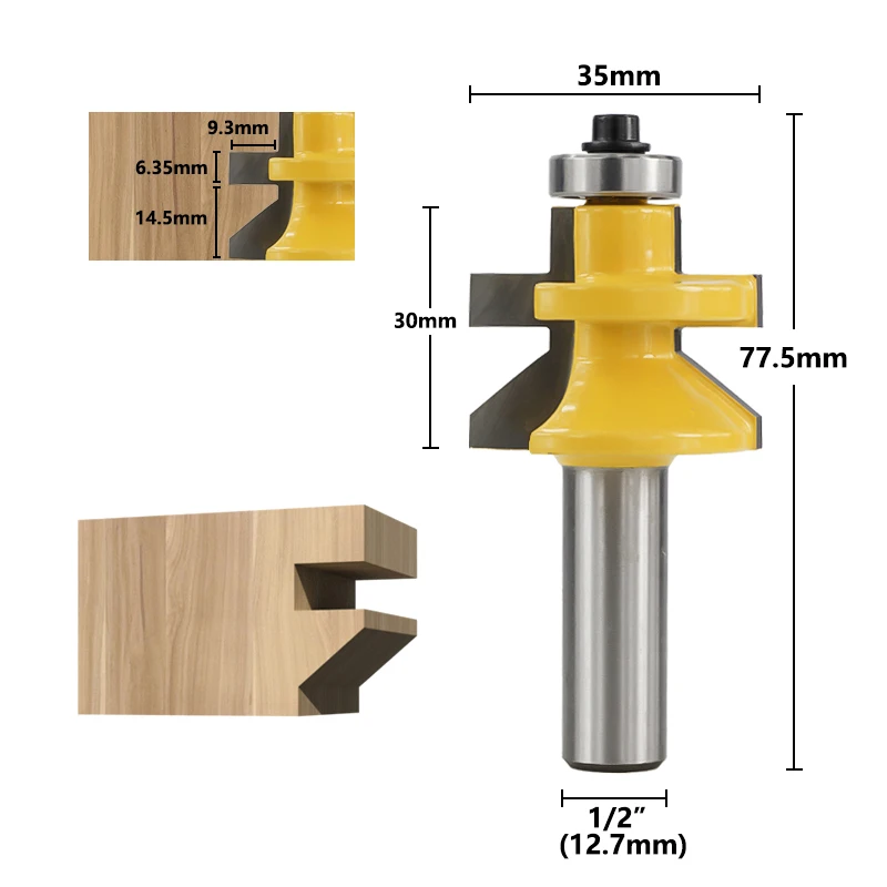 2pcs 1/2" Shank Joint Router Bit Tenon Cutters Carbide Bead Router Bit Milling Cutter For Wood Tongue Groove Router Bit Set