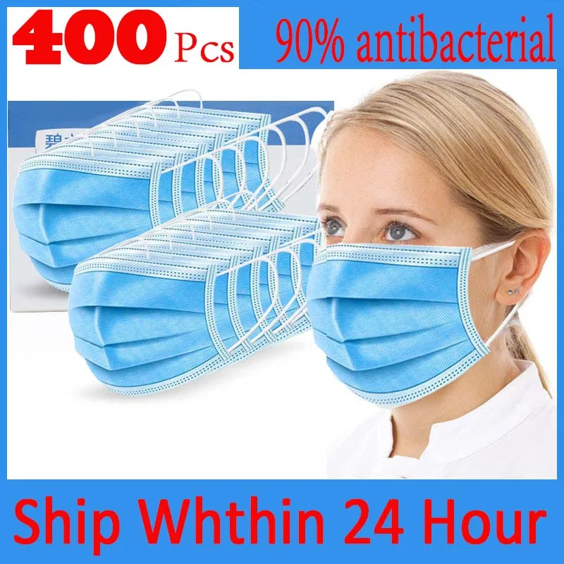 

400/200/100/50Pcs 3 Layer Hygiene Face Mask Disposable Protective Safety Masks Anti-Dust Anti Pollution Non-Woven N95 Mouth Mask