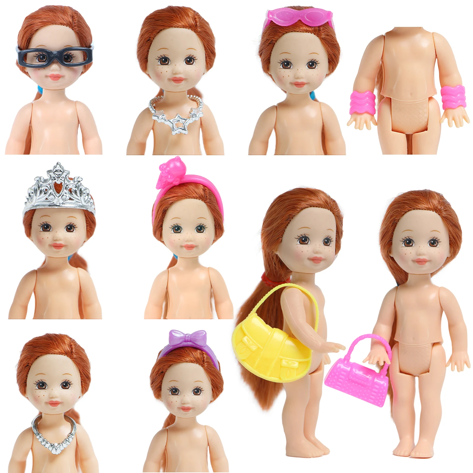 Mix Doll Accessories Nursery Dollhouse Furniture Baby Trolley Chair Bed Swing Slide Shoe Clothes for 4 Inch Doll Kids Toy Gift - 5