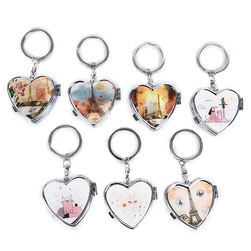 1PCS Portable Metal Heart Shape Pill Box Folding Pill Case Metal Pill Cutter Medicine Organizer Makeup Storage Container