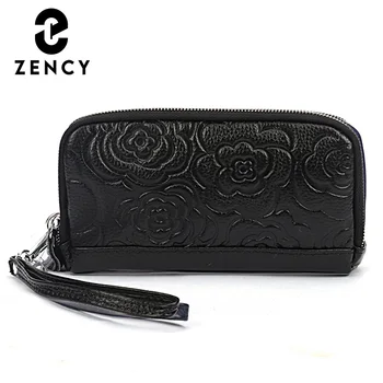 

Zency Soft Genuine Leather Clutch Bag Long Large Capacity Female Wallets Flower Lady Clutch Purse Casual Shopping Bag For Women