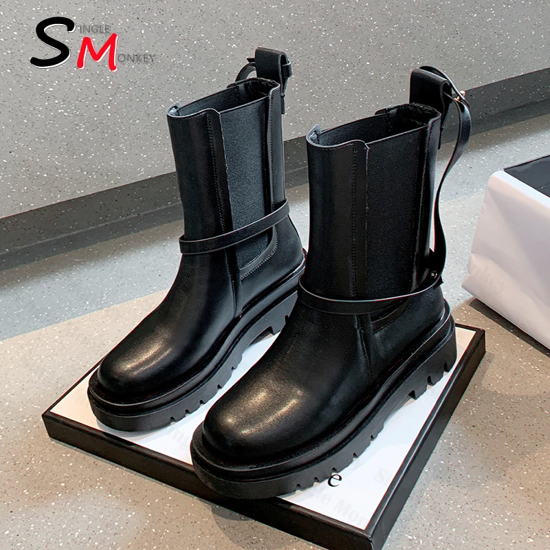 2021 Winter New Designer Fashion Mid Heels Platform Chelsea Boots Ankle Gladiator Chunky Snow Warm Casual Cozy Women Shoes | Обувь