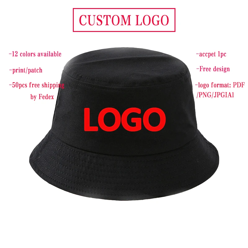 

Free DIY Logo Printed Women's Soft Breathable Sun Cap Men's Panama Fishing Bucket Hat