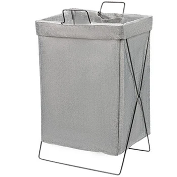 

Laundry Hamper Large Organizer Foldable Drity Laundry Basket Hamper Kids Iron Frame Canvas Bathroom Storage Toy Laundry Basket-G