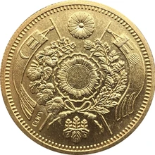 Япония 10 Yen-Meiji 25 лет копия монет 29,42 мм позолоченный