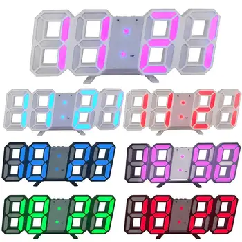 

3D LED USB Digital Temperature Wall Snooze Alarm Clock Home Living Room Decor