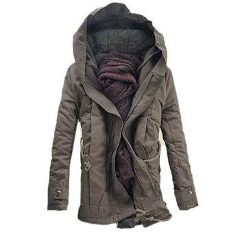 

Drop ship Fashion winter warm men parka coat men's hooded jacket coats casual thick cotton padded zipper closed jaqueta parkas