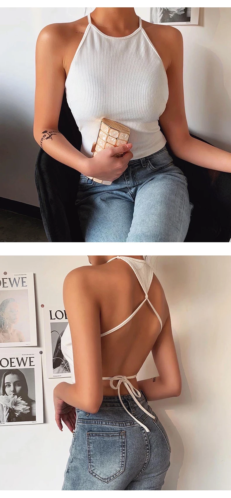 Sexy Backless Camis Women Criss Cross Halter Crop Top Camisole Party Club 2020 Summer Bandage Slim Female Streetwear Tank