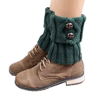 

11 Colors Women Knit Leg Warmer Short Boot Cuffs Buttons Crochet Boot Socks Autumn Winter Knitted Gaiters Leg Warmers