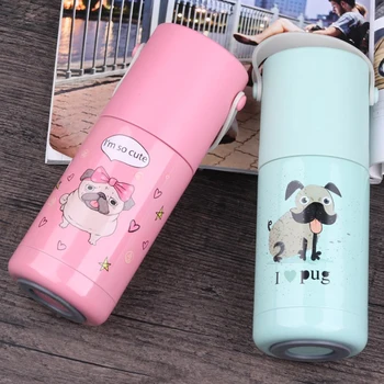 

2020 New 350ml Thermos Bottle Stainless Steel Vacuum Flasks Dog Pattern Couple Thermal Coffee Tea Milk Travel Mug