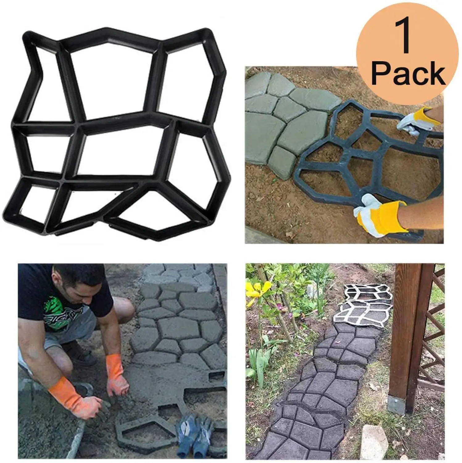 Garden Paving Pavement Mold Patio Concrete Stone Path Walk Maker Reusable Moulds 