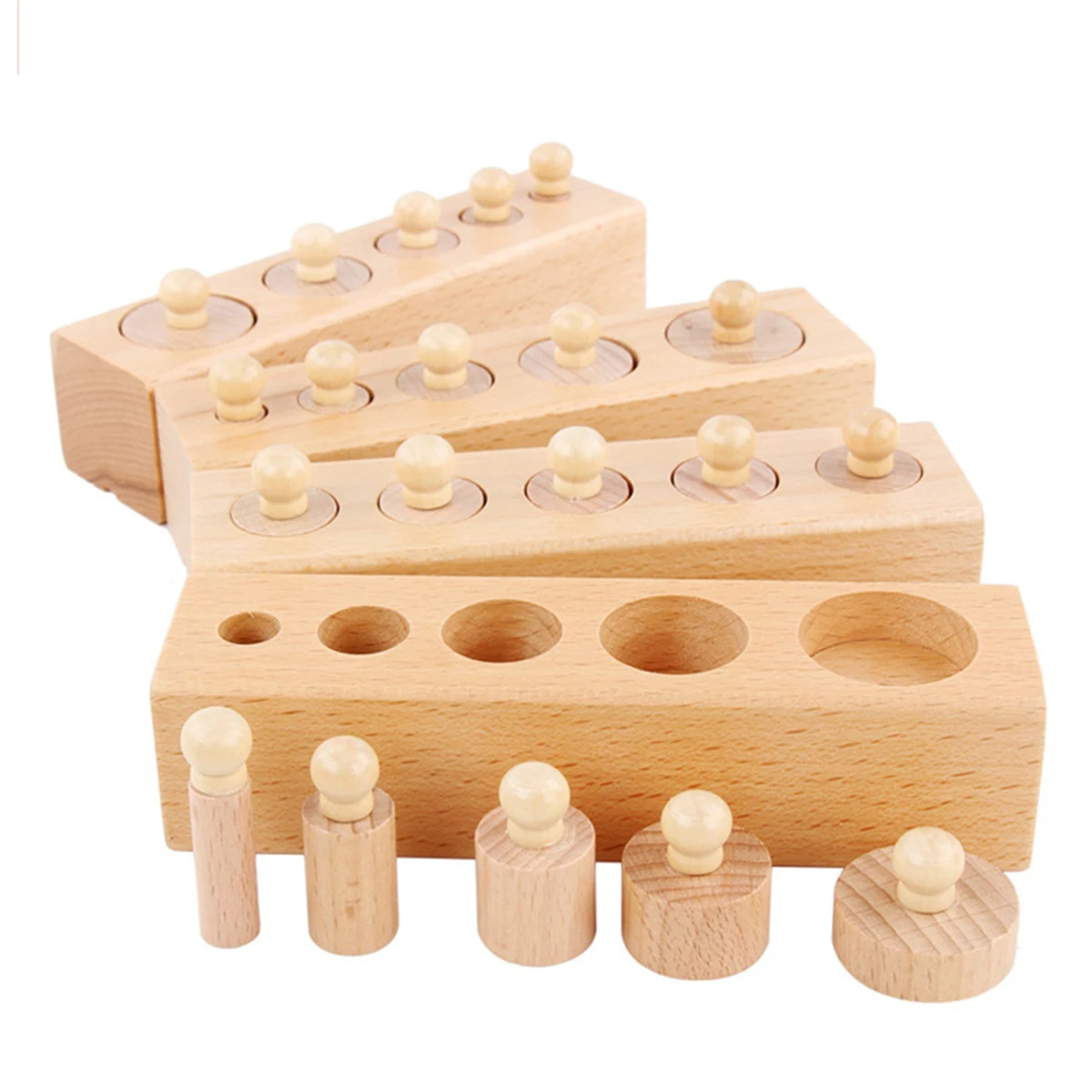 

Faroot Cylinder Socket Blocks Wood Montessori Educational Games Parent-Child Interaction Tool