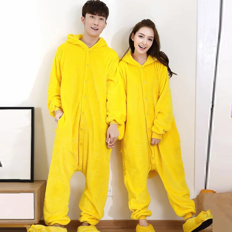 Kigurumi Unicorn Pajama Adult Animal Pikachu Onesie Men Women Couple 2019 Winter Pajamas Suit Onesies Sleepwear Flannel Pijamas