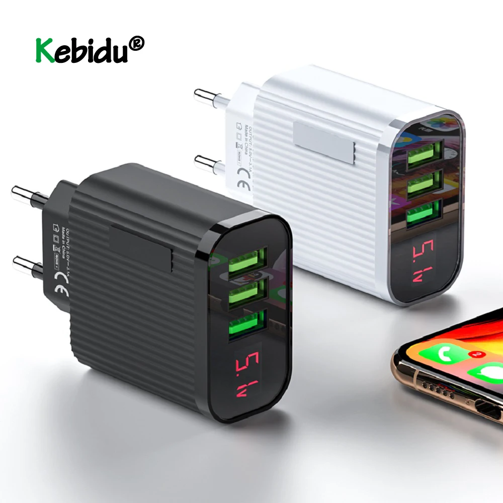 Сетевое зарядное устройство с 3 портами USB для IPhone со светодиодным дисплеем 5 В А