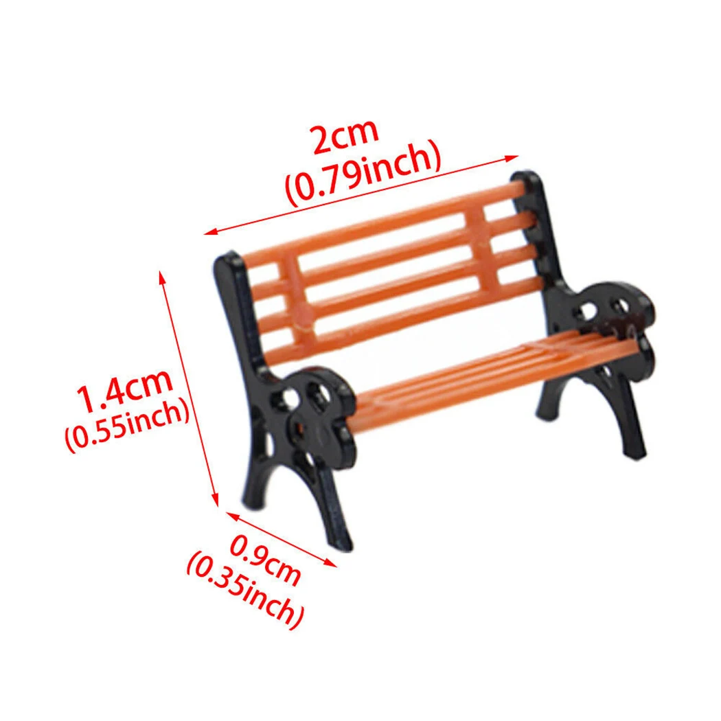 Miniature Ornament Miniature Figurines Miniature Scenery Material 10pcs 1:87 Park Bench Chair Model Dollhouse Miniature Bench Settee Scene Layout Furniture Toys Park Chair