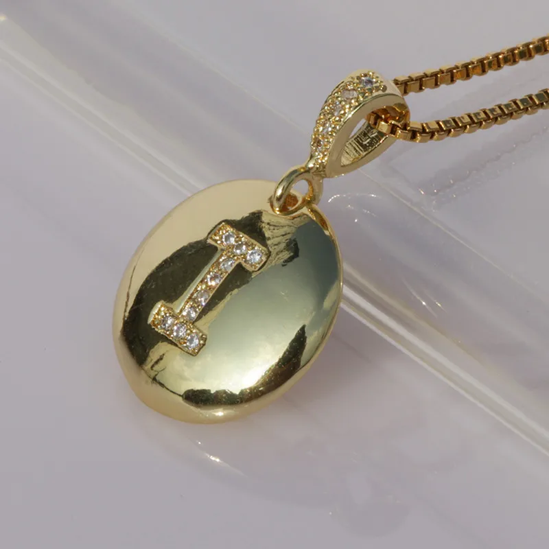 Hot Sale A-Z 26 Initials Name Necklace Micro Pave CZ Alphabet Letter Pendant Gold Necklaces Women Charm Chain Jewelry Girl Gift - Окраска металла: I
