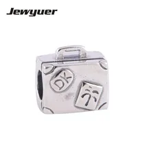 Memnon Vintage Suitcase Charms Beads For Jewelry Making Authenitc 925-Sterling-Silver Travel To Paris Bead For Bracelets DIY