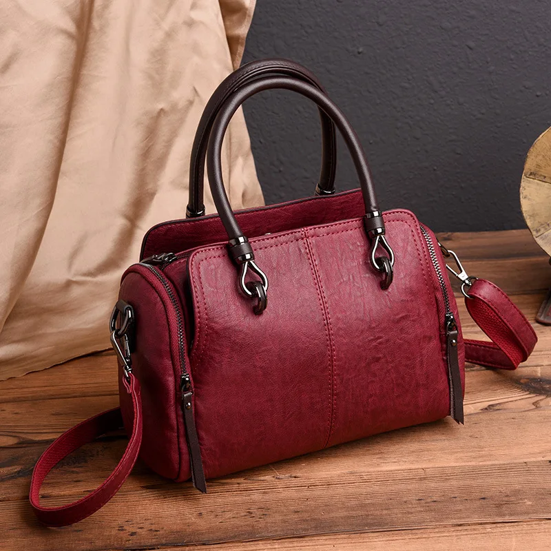 

2019 Europe And America New Style WOMEN'S Bag Fashion Boston Handbag Shoulder Bag Simple Fashion Shoulder Bag