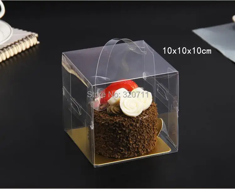 5 size clear plastic Mooncake holder paper pad for baking cookie packaging transparent Bakery mini cakes muffins display Boxes - Color: 10x10x10cm empty box
