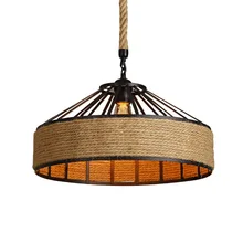 30cm American Retro Iron Vintage Industrial Hemp Rope Ceiling Pendant Lamp LED Chandeliers Bar Cafe Home Decorative Night Light
