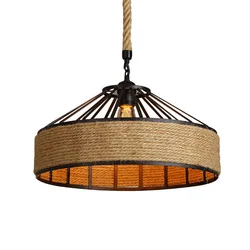 Plafonnier LED rétro américain en fer et corde de chanvre, 30cm, luminaire décoratif d'intérieur, idéal pour un Bar ou un café 