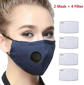 

Face Mouth Masks with Breath Valve, PM2.5 Activated Carbon Filter Anti Pollution Reusable Dust Mask for Cycling Running Walking