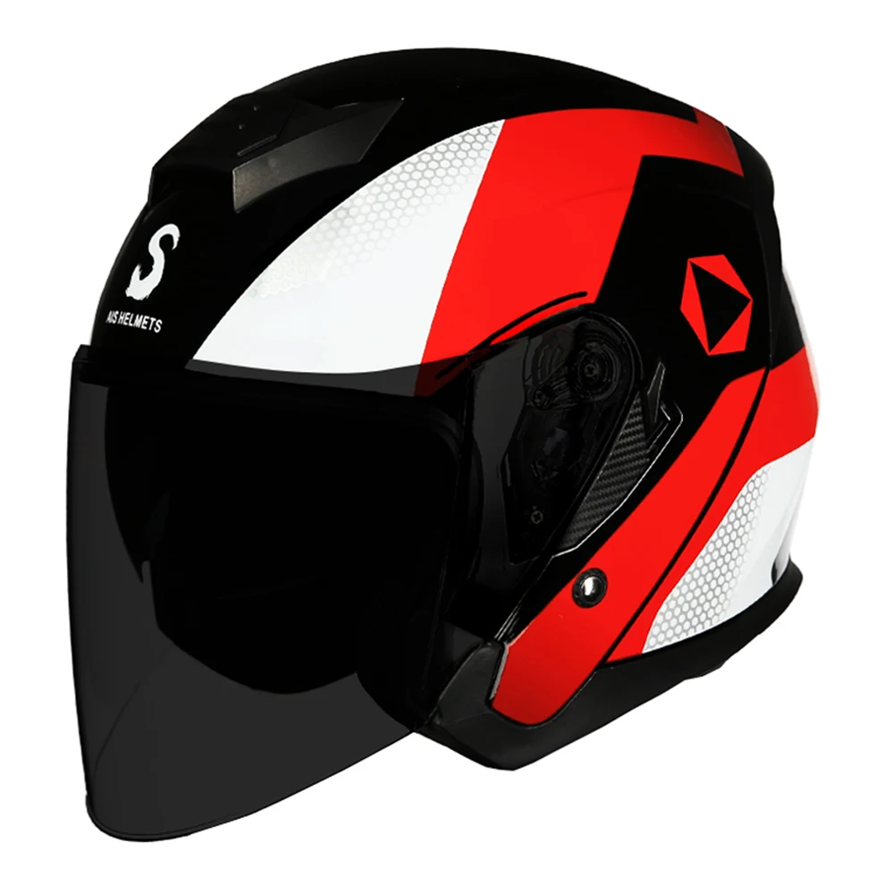 AIS мотоциклетный шлем для мотокросса Байкер Мото шлем с открытым лицом Шлемы для скутера мотоциклетный шлем для мужчин и женщин двойной объектив Casco - Цвет: 712-01 Gray Lenses