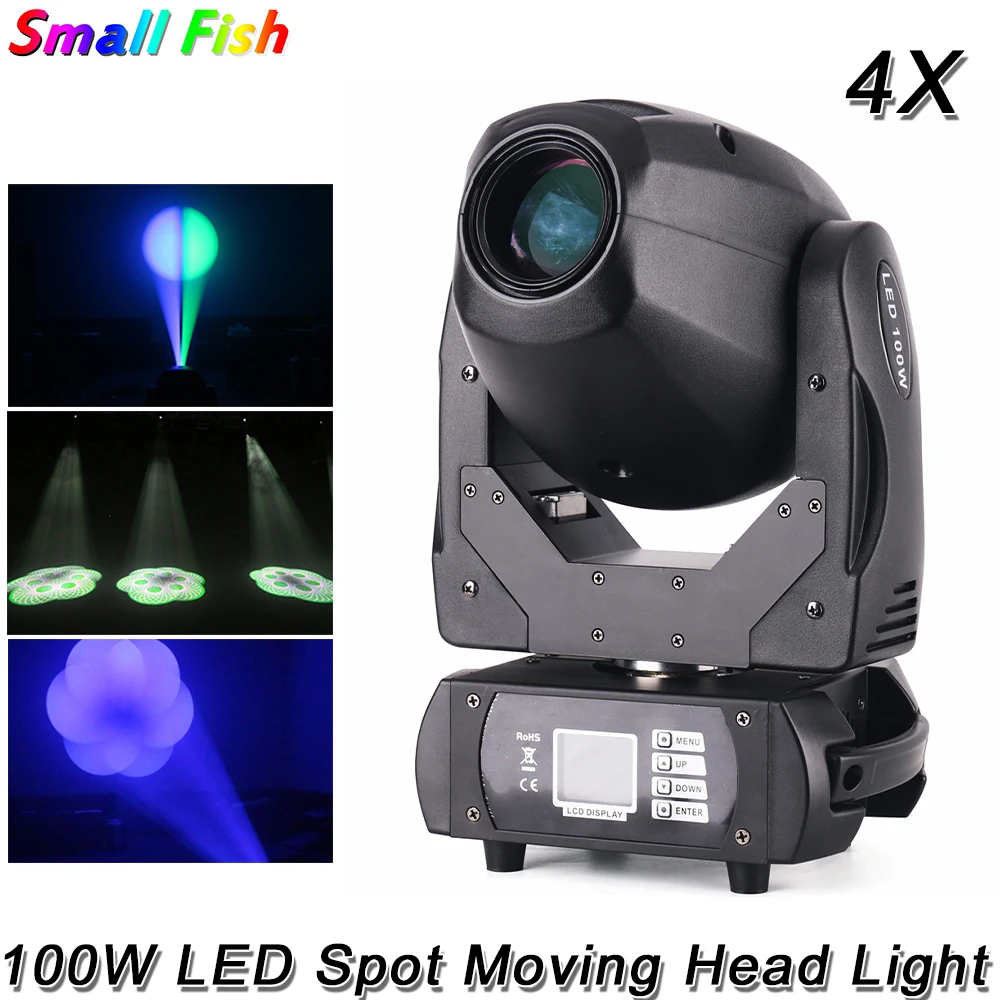 

4Pcs/Lot DMX Controller 100W LED Spot Moving Head Light Stage Strong Beam Spotlight Professional KTVDisco Party Club DJ Lights