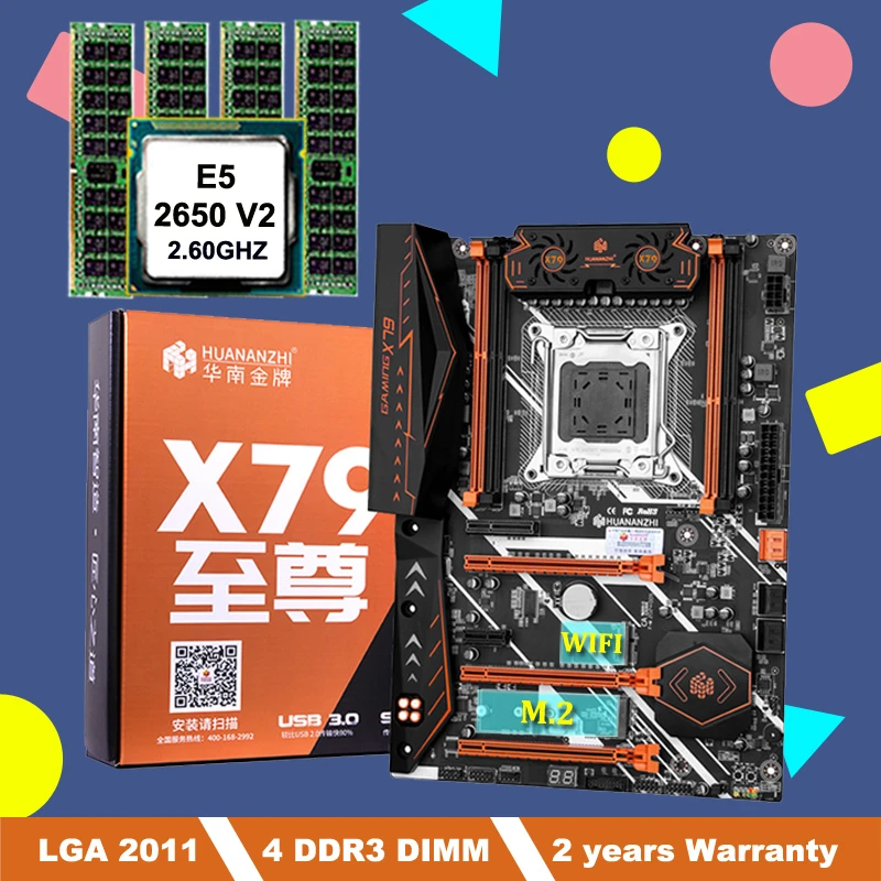 Huananzhi X79 Deluxe Motherboard Combo Pc Components M 2 Wifi Slot M 2 Ssd Slot Cpu Intel Xeon E5 2650 V2 16g Memory 4 4g Recc Motherboards Aliexpress