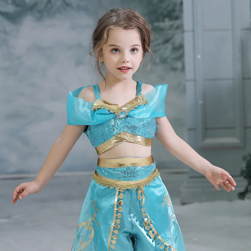aladin desempenho latino fotografia das crianças menina jasmine princesa palco desempenho roupas traje festa de halloween