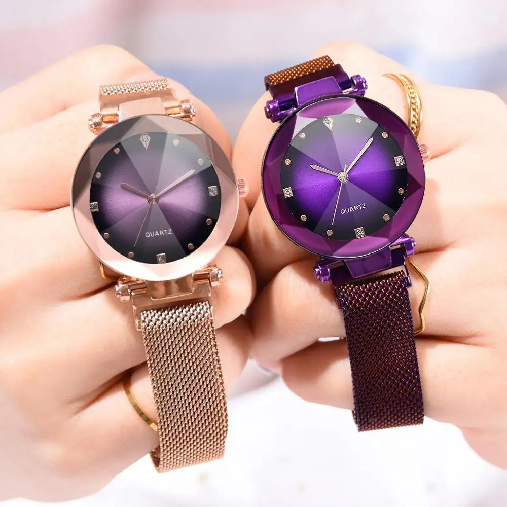 Relogio Feminino женские магнитные часы Звездное небо роскошные модные бриллиантовые