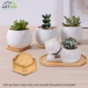 14 Style Round Square Flower Pots Planter Bamboo Tray Wood Gardening Supply Anti-Fade Simple Elegant Design Holder Home Decor 3