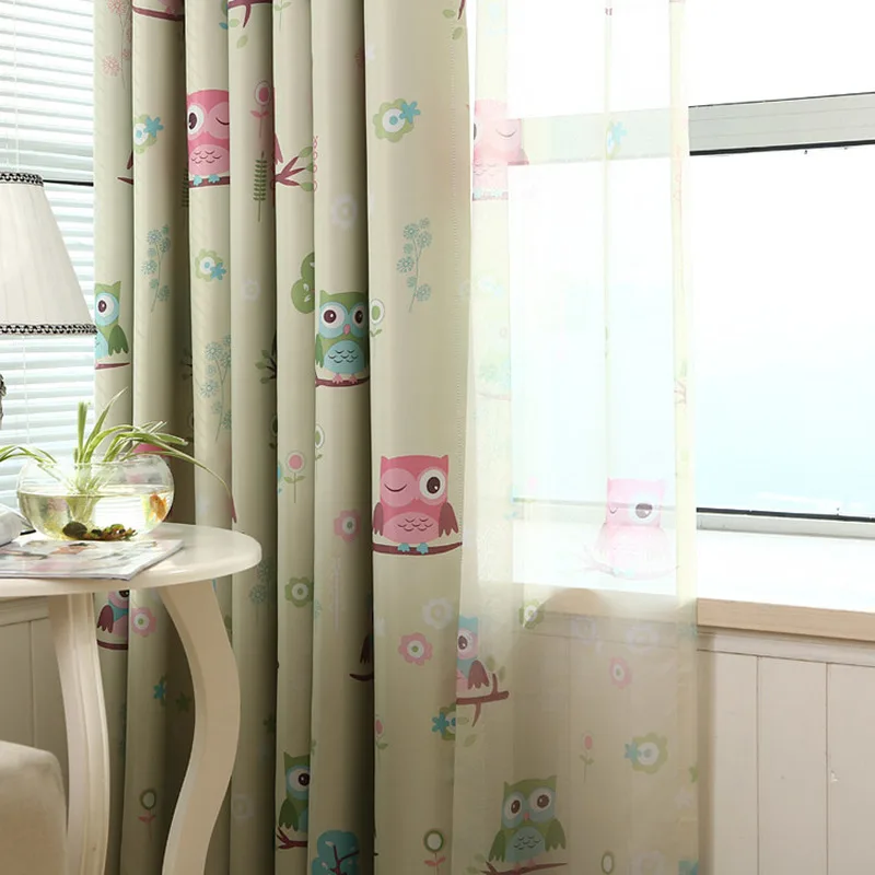 

Hanging Blackout Windows Curtain For Kids Rooms Kitchen Modern Tulle Curtains In The Living Room Bedroom Owl Printing Curtains