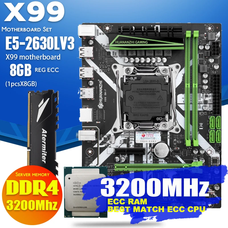 Материнская плата Huanan X99 DDR4 PC4 DIMM в комплекте процессор Xeon E5 2630L V3 LGA2011-3 1*8 ГБ = 8 Гб