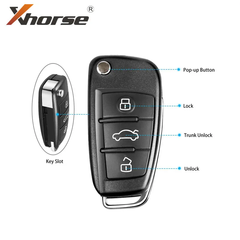 Xhorse VVDI2 XKA600EN универсальный дистанционный ключ 3 кнопки для Audi A6L Q7 Тип провода Remote