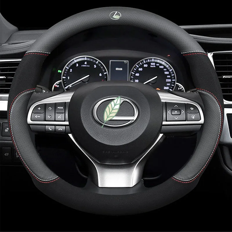 Натуральная кожа чехол рулевого колеса автомобиля 15 дюймов/38 см для Lexus КТ GS ES v образной КРЕПЕЖНОЙ ПЛАСТИНОЙ
