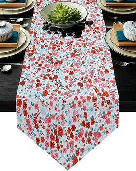 

Plant Red Petals Leaves Table Runner Home Party Dining Table Decorative Wedding Table Decoration Flower Cake Tablecloth