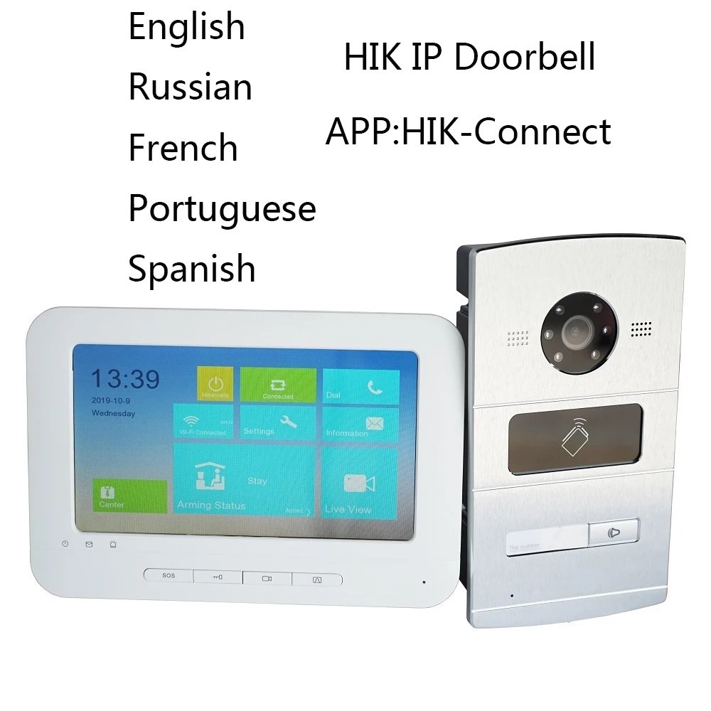 Pаспродажа HIK IP видеосвязь комплект, многоязычный HD, RFID панель и WiFi монитор, IP дверной звонок, водонепроницаемый